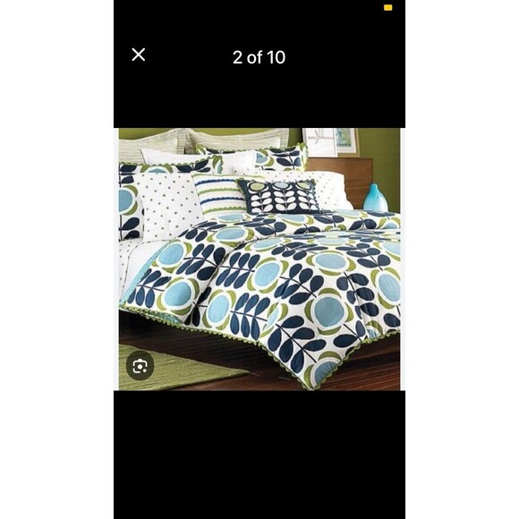 Orla Kiely Queen Hippy Mod Flower Comforter 2 Pillow Cases & 2 Throw Pillows NEW - Picture 2 of 9